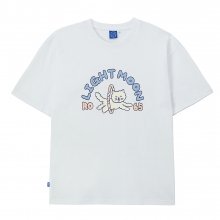 ARCHED PASTEL CHARACTER GRAPHIC OVERSIZED FIT SHORT SLEEVE TEE WHITE