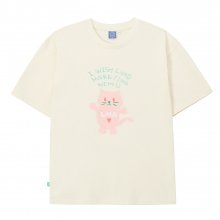 DRAWING CHARACTER GRAPHIC OVERSIZED FIT SHORT SLEEVE TEE CREAM