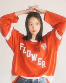 FLOWER AMERICAN FOOTBALL MESH L/S TEE(RED)