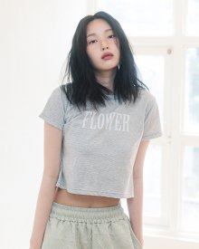 FLOWER STRIPE S/S TEE(GREY)