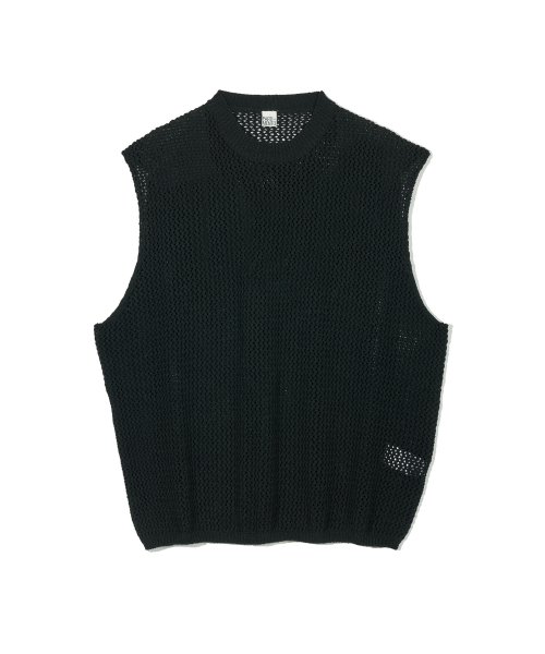 MUSINSA | PARTIMENTO Mesh Net Knit Vest Black