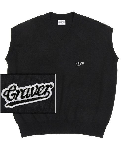 [UNISEX] Вязаный жилет с черным вышитым лого Baseball_Black