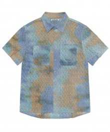 DYEING KNITTED HALF SHIRT [MULTI BLUE]