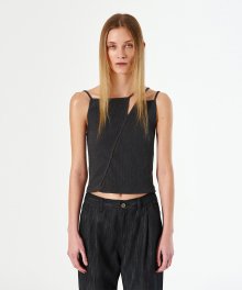 SLIT RIBBED SLEEVELESS TOP (dark grey)