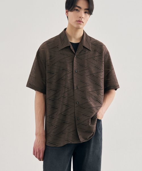 MUSINSA | DRAWFIT Scaleb Open Collar Short Sleeve Shirt [BROWN]