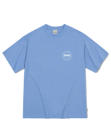 오버핏 스마일 로고 티셔츠-블루