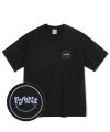 오버핏 스마일 로고 티셔츠-블랙