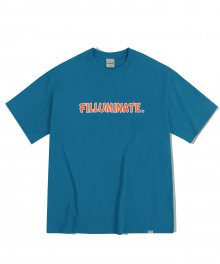오버핏 퍼지 로고 티셔츠-블루