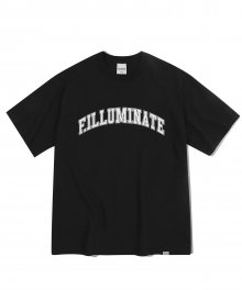 오버핏 엠보우 로고 티셔츠-블랙