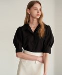 에프코코로미즈(FCOCOROMIZ) Romantic open collar blouse BK