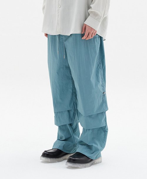 Широкие парашютные брюки с резинкой — Light Blue