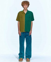 플라워 하프 니트 셔츠 atb952m(GREEN)