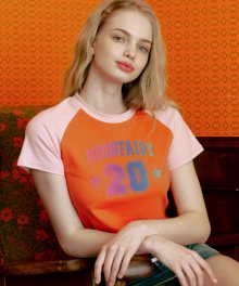 MF TWENTY RAGLAN CROP TEE-ORANGE