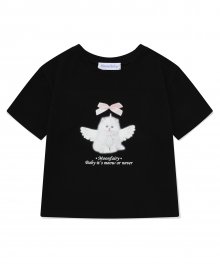 MF RIBBON CAT CROP TEE-BLACK