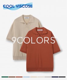 [쿨 비스코스] 소프트 오픈 카라 니트 ( 9 colors )