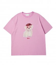락스타 프린트 반팔 티셔츠 핑크