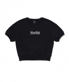 (W) LOGO SET-UP HALF SLEEVE SWEATSHIRT BLACK