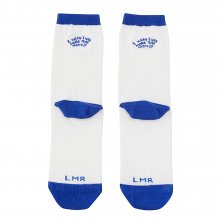 DRAWING LETTERING EMBROIDERED CREW SOCKS WHITE BLUE