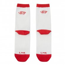 DRAWING LETTERING EMBROIDERED CREW SOCKS WHITE RED