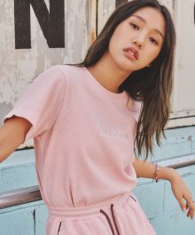 (W) WAFFLE SET-UP T-SHIRT PINK