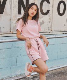 (W) WAFFLE SET-UP SHORTS PINK