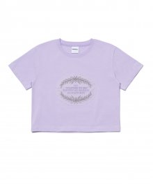 (W) WOVEN PATCH CROP T-SHIRT PURPLE