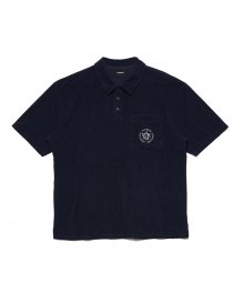 SOLID TERRY SET-UP COLLAR T-SHIRT NAVY