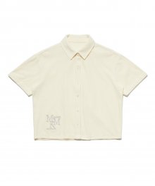 (W) TERRY SET-UP HALF SHIRTS IVORY