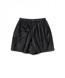 GLOSSY WOVEN SET-UP SHORTS BLACK