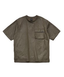 GLOSSY WOVEN SET-UP POCKET T-SHIRT KHAKI