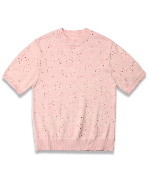 Элегантный пуловер с перфорацией на рукавах PINK