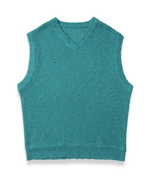 Свободный ажурный жилет TEAL GREEN