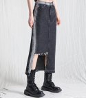 어반드레스(AVANDRESS) side-line long denim skirt BLACK
