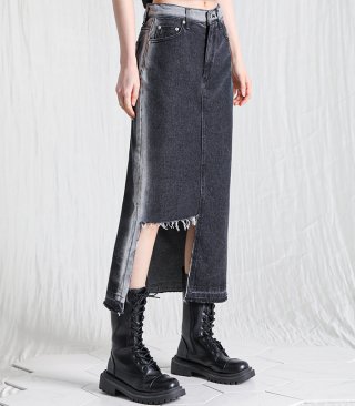 어반드레스(AVANDRESS) side-line long denim skirt BLACK...