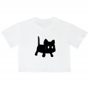 어썸어스(AWESOMEUS) (23SS)STANDING CAT 크롭 반팔 티셔츠 화이트