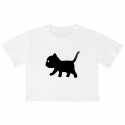 어썸어스(AWESOMEUS) (23SS)WALKING CAT 크롭 반팔 티셔츠 화이트