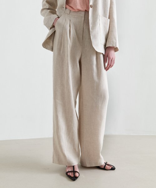 signature real linen slacks (oatmeal)