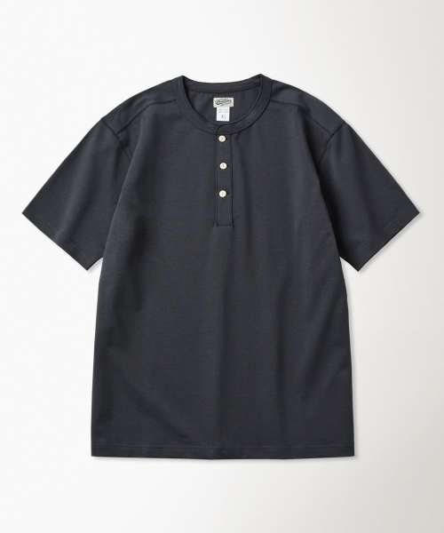 10.6 oz cotton short sleeve henley tee dark grey