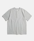 10.6 oz Cotton Short Sleeve Henley Tee Grey