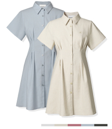 French Linen Slim Shirt Dress - 5COL