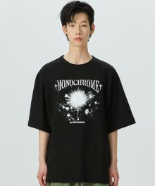 Edition1. 모노크롬 프린트 오버핏 반팔 티셔츠 (블랙)