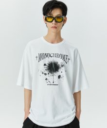 Edition1. 모노크롬 프린트 오버핏 반팔 티셔츠 (화이트)