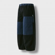 Double Knee Color Block Pants - Black & Navy