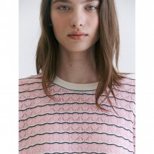 Cotton Blend Stripe Pointel Pullover  Light pink