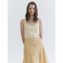 Cotton Blend Summer Basic Sleeveless Pullover  Light Yellow