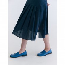 Cotton Blend Pleats Skirt  Navy