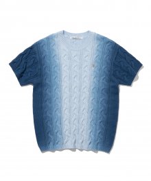 Gradation Washing Cable Knit Top [BLUE]