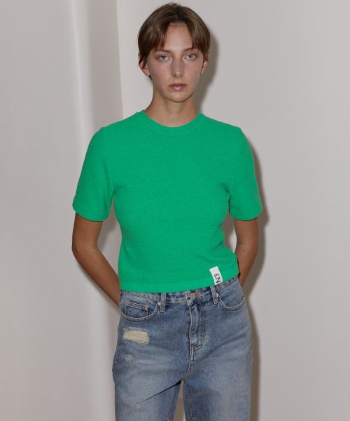 OUTLABEL BOUCLE KNIT TOP - GREEN