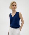 르바(LEVAR) Bold-cotton Knit Vest - Dusty blue