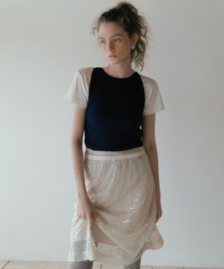 [slip skirt set]spangle layer skirt